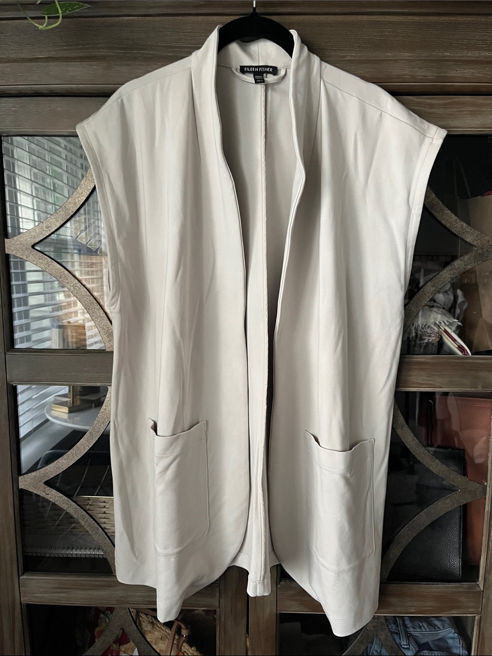 Eileen Fisher NEW! Cream Open-Front Sleeveless Cardigan - Chic!